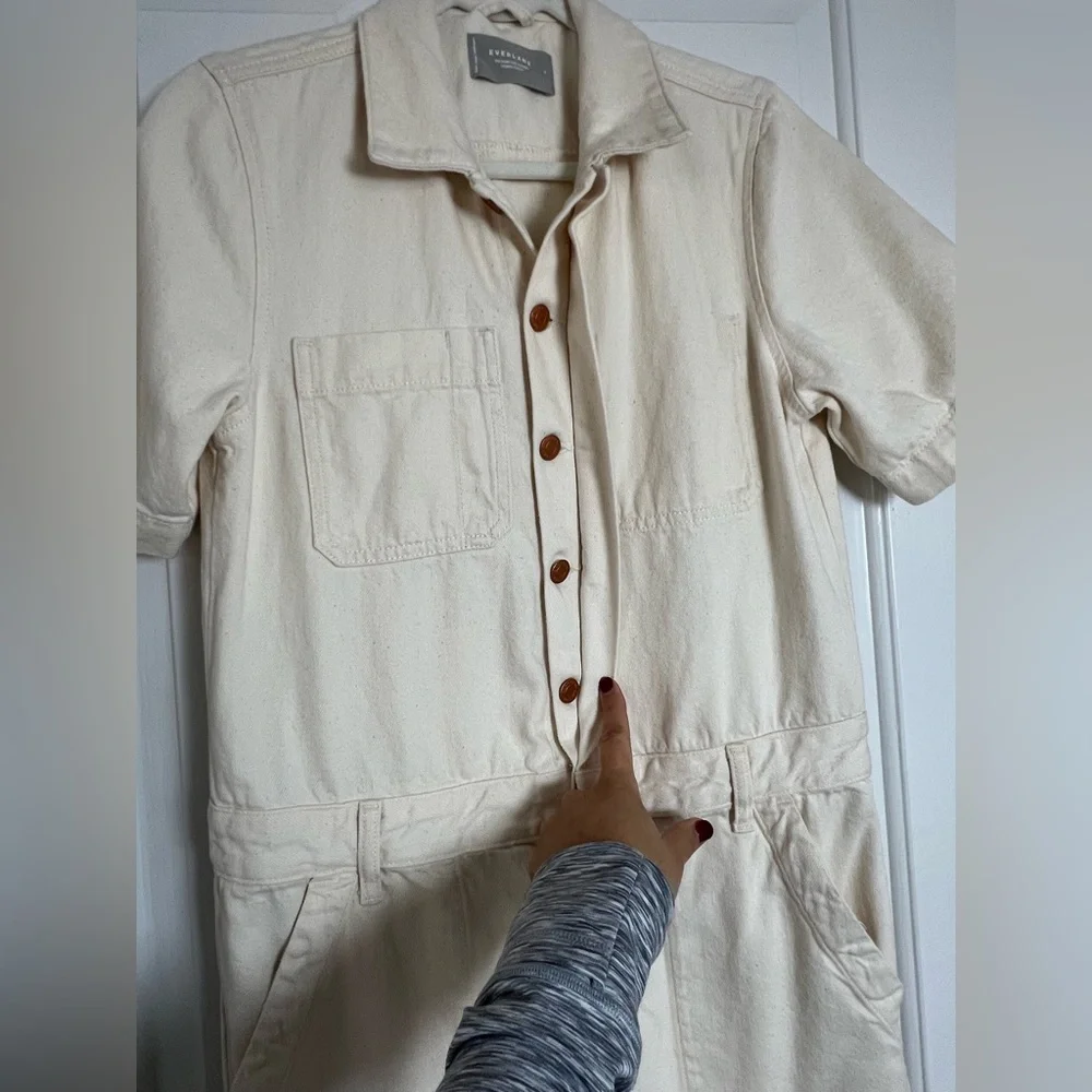 Everlane Short Sleeve‎ Denim Coveralls in Bone Size 4